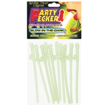 Hott Products Party Pecker Sipping Straws 10pc Glow In The Dark