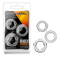 Blush Stay Hard Beaded Cock Rings 3 Pack Clear (dif)
